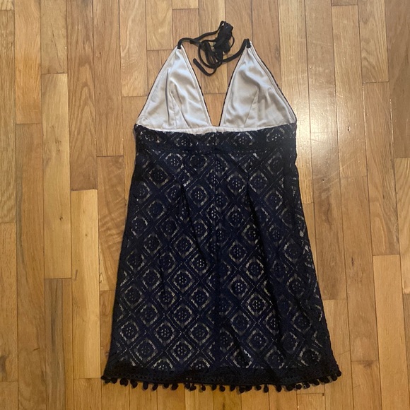 GIANNI BINI black and nude lace halter mini dress - Picture 4 of 6